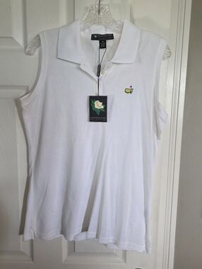 NWT Magnolia Lane Masters Womens White Sleeveless Polo Medium READ DESCRIPTION